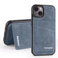 For iPhone 14 Forwenw F8 Series 2 in 1 Magnetic Card Slot Leather Phone Case(Blue)