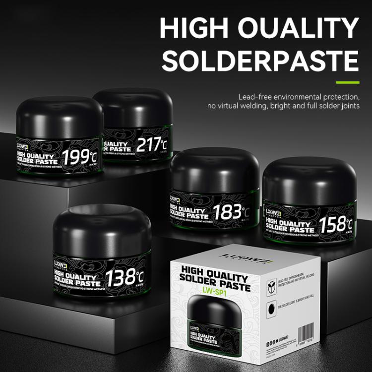 Pâte à souder sans plomb pour réparation de circuits imprimés LUOWEI LW-SP1 50g, modèle: 158 degrés