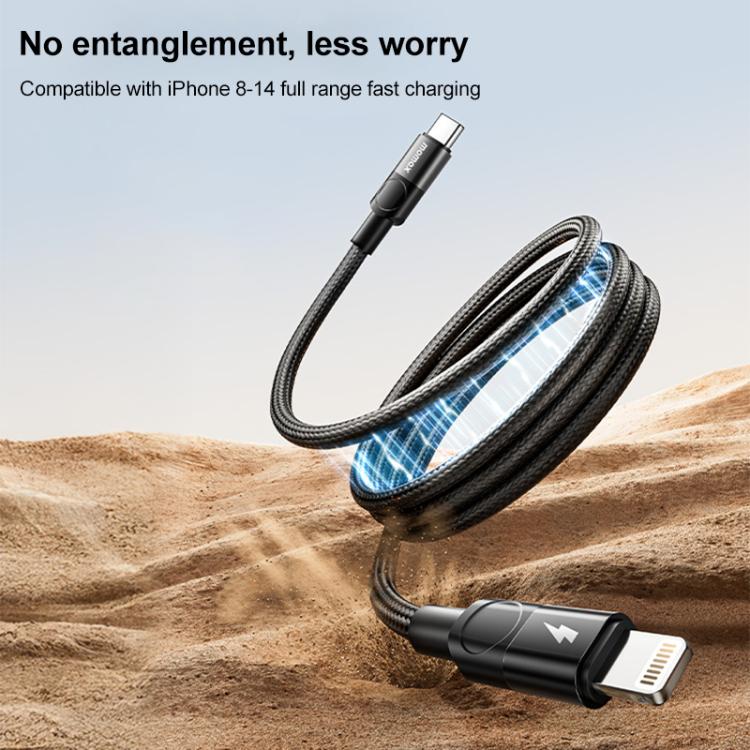 MOMAX DL57D Mag.Link 60W Type-C to 8 Pin Magnetic Braided Fast Charging Data Cable, Length:1m(Black)