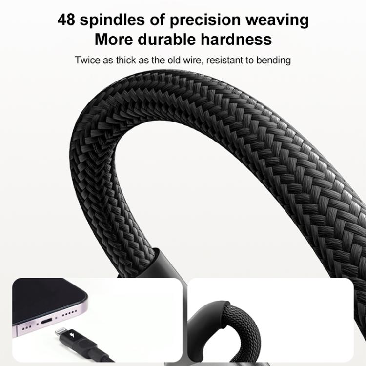 MOMAX DL57D Mag.Link 60W Type-C to 8 Pin Magnetic Braided Fast Charging Data Cable, Length:1m(Black)