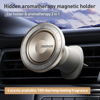 MOMAX CM35 1-Move Relaxaire Aluminum Alloy Magnetic Car Aromatherapy Holder(Dark Grey)