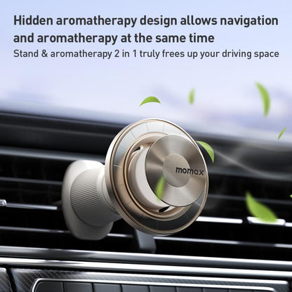 MOMAX CM35 1-Move Relaxaire Aluminum Alloy Magnetic Car Aromatherapy Holder(Titanium Gold)