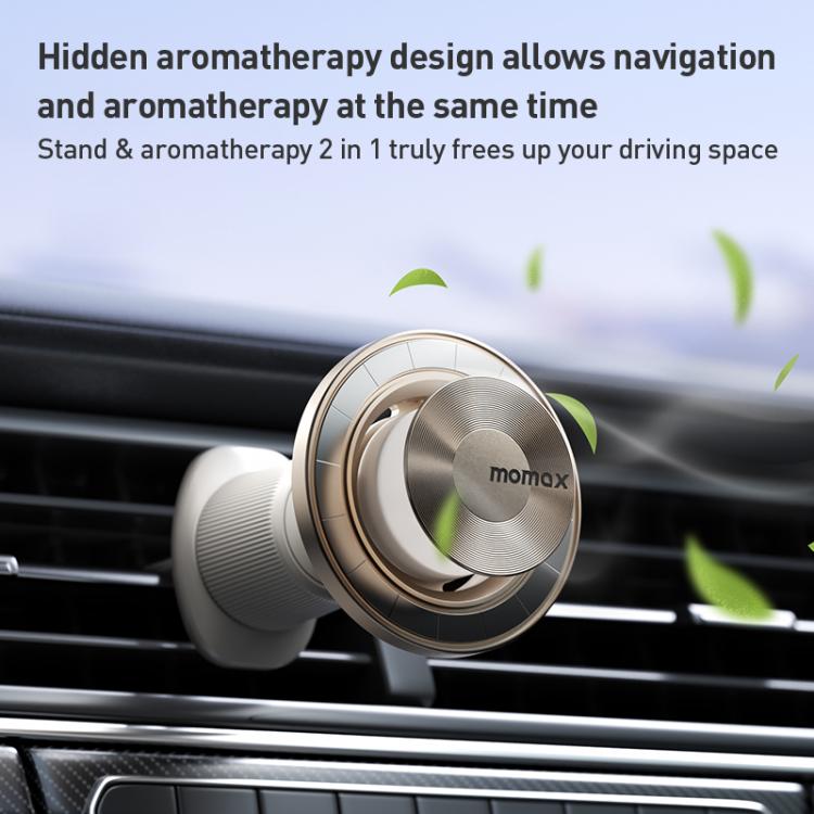 MOMAX CM35 1-Move Relaxaire Aluminum Alloy Magnetic Car Aromatherapy Holder(Dark Grey)