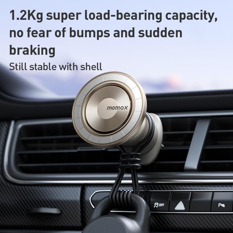 MOMAX CM35 1-Move Relaxaire Aluminum Alloy Magnetic Car Aromatherapy Holder(Titanium Gold)