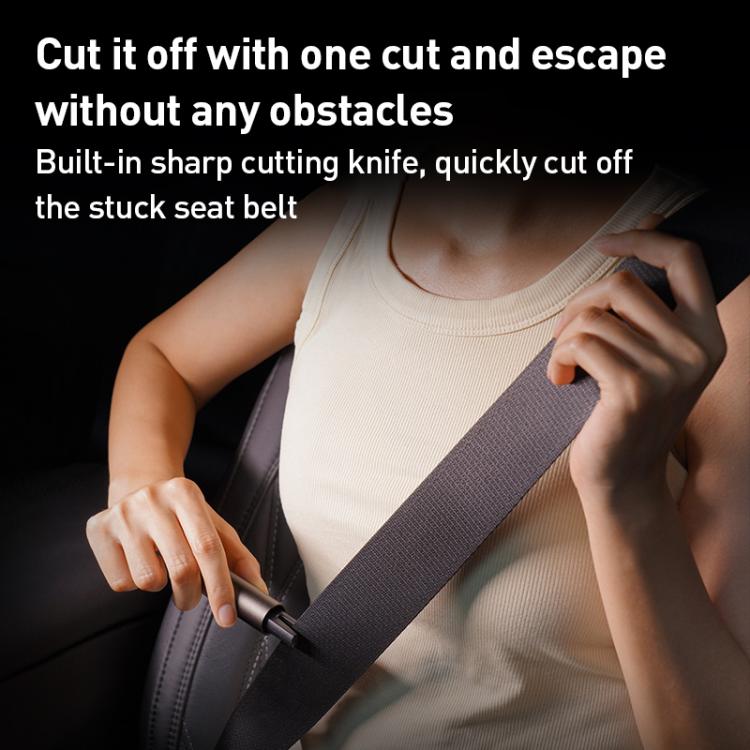 MOMAX CR11E Couteau de ceinture de sécurité portable et marteau de sécurité d'urgence 2 en 1 pour voiture (gris)
