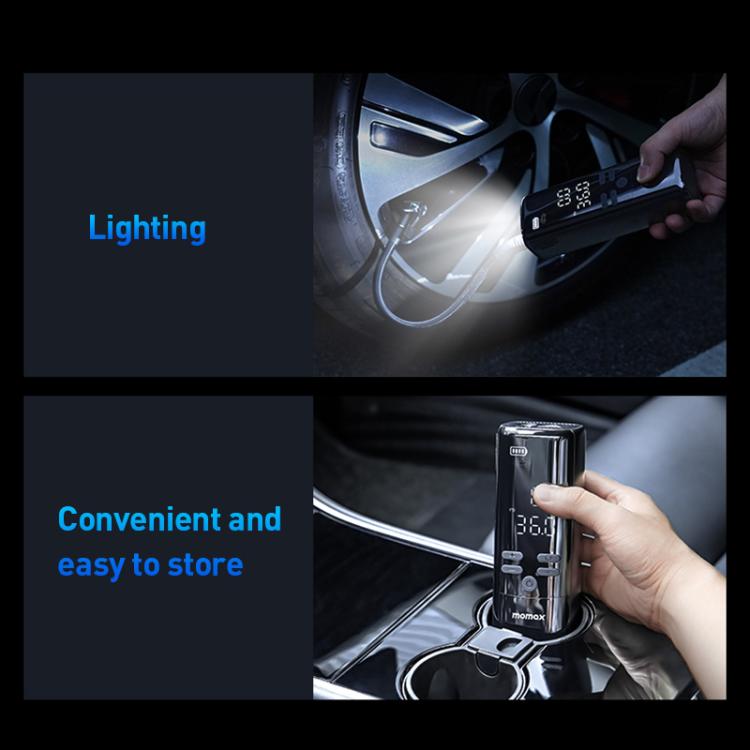MOMAX CR16D 1-Move Support Car Digital Display Portable Smart Electric Wireless Air Pump(Black)