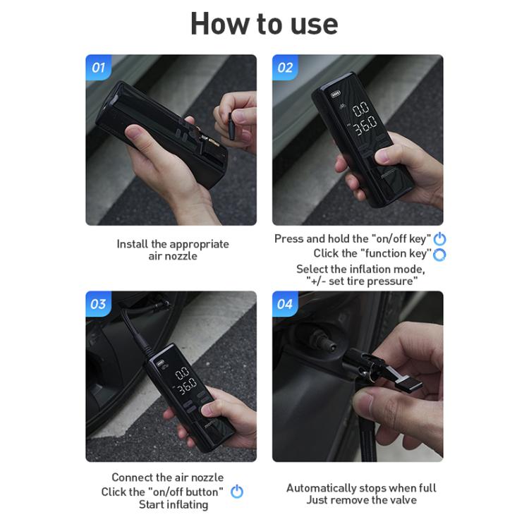 MOMAX CR16D 1-Move Support Car Digital Display Portable Smart Electric Wireless Air Pump(Black)