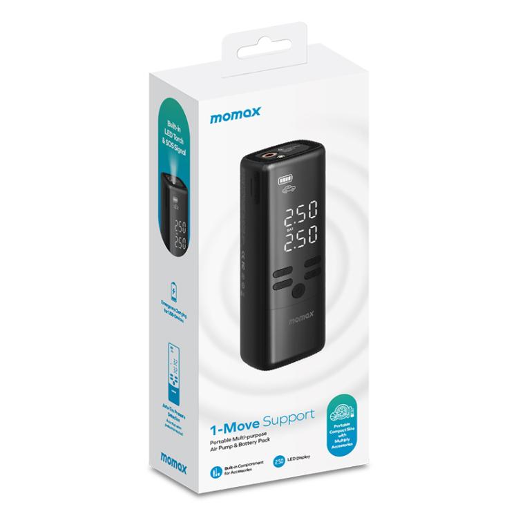 MOMAX CR16D 1-Move Support Car Digital Display Portable Smart Electric Wireless Air Pump(Black)