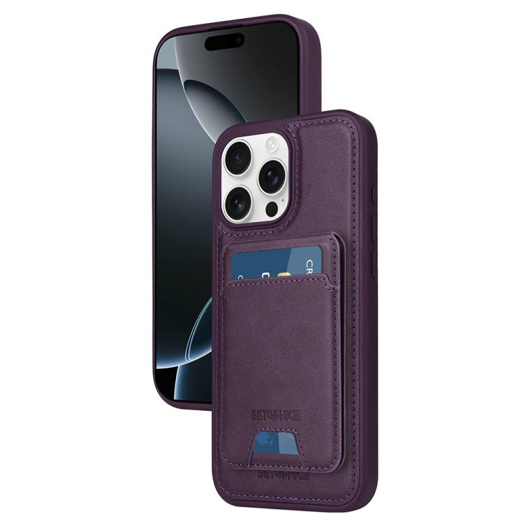 For iPhone 16 Pro Max BETOPNICE Vertical Flip Detachable MagSafe Wallet Phone Case(Purple)