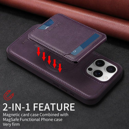 For iPhone 16 Pro Max BETOPNICE Vertical Flip Detachable MagSafe Wallet Phone Case(Purple)