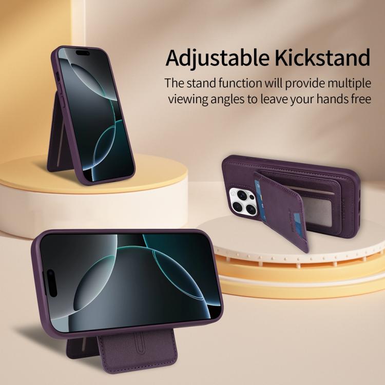 For iPhone 16 Pro Max BETOPNICE Vertical Flip Detachable MagSafe Wallet Phone Case(Purple)