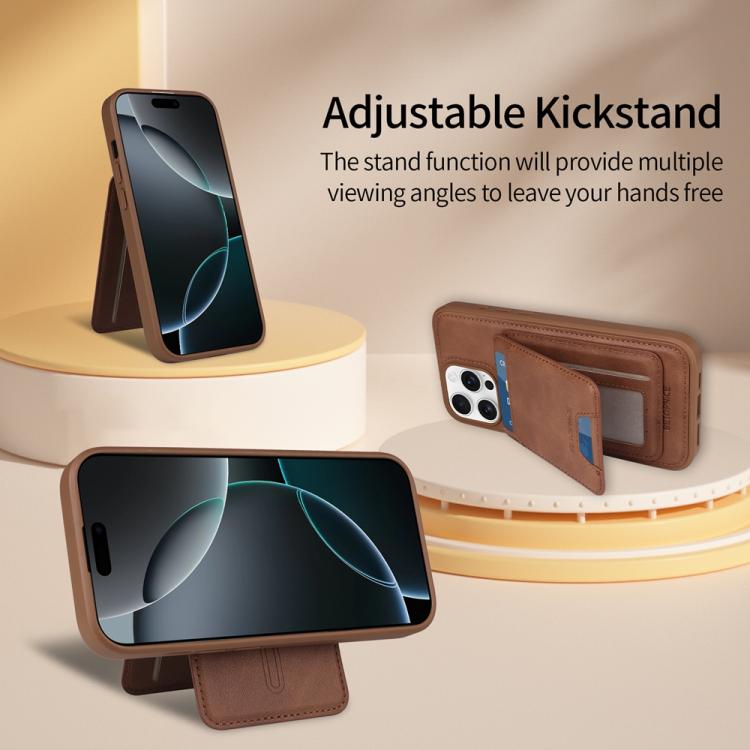 For iPhone 16 Pro Max BETOPNICE Vertical Flip Detachable MagSafe Wallet Phone Case(Brown)