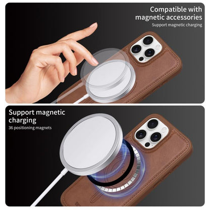 For iPhone 16 Pro Max BETOPNICE Vertical Flip Detachable MagSafe Wallet Phone Case(Brown)