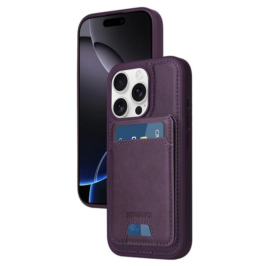 Pour iPhone 16 Pro Étui de Téléphone Porte-Cartes MagSafe Détachable à Rabat Vertical BETOPNICE (Violet)