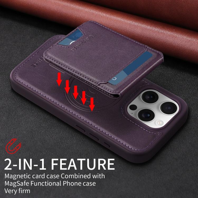 Pour iPhone 16 Pro Étui de Téléphone Porte-Cartes MagSafe Détachable à Rabat Vertical BETOPNICE (Violet)