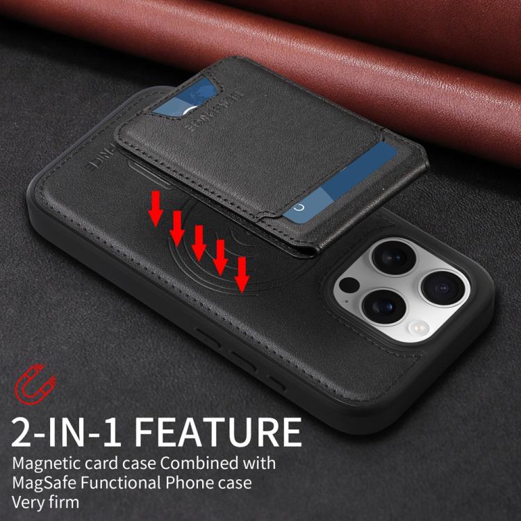 For iPhone 16 Pro BETOPNICE Vertical Flip Detachable MagSafe Wallet Phone Case(Black)