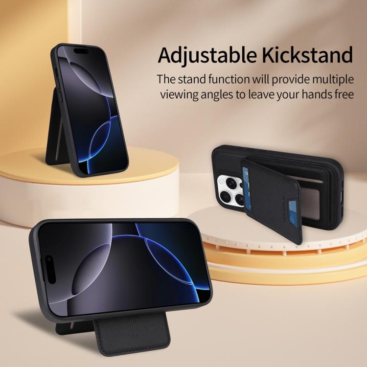 For iPhone 16 Pro BETOPNICE Vertical Flip Detachable MagSafe Wallet Phone Case(Black)