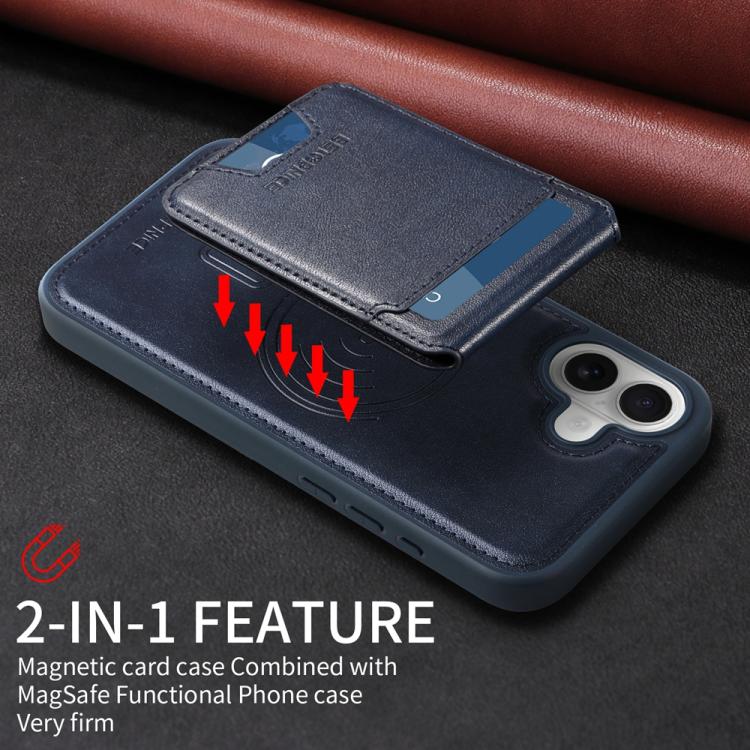 For iPhone 16 Plus BETOPNICE Vertical Flip Detachable MagSafe Wallet Phone Case(Blue)