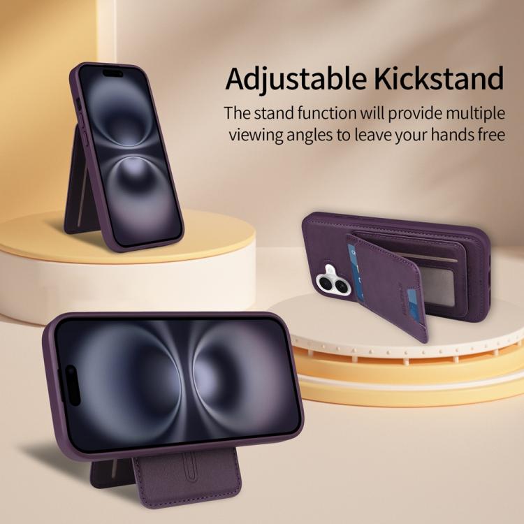 Pour iPhone 16 Plus BETOPNICE Étui de téléphone portefeuille MagSafe détachable à rabat vertical (violet)