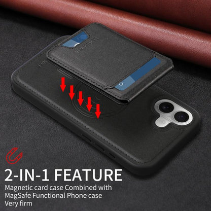 For iPhone 16 Plus BETOPNICE Vertical Flip Detachable MagSafe Wallet Phone Case(Black)