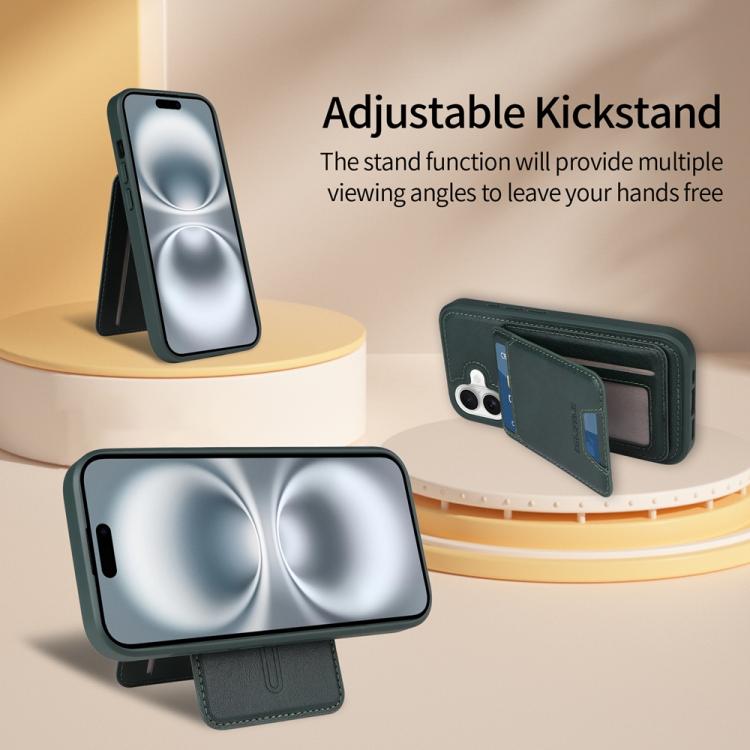 For iPhone 16 BETOPNICE Vertical Flip Detachable MagSafe Wallet Phone Case(Green)