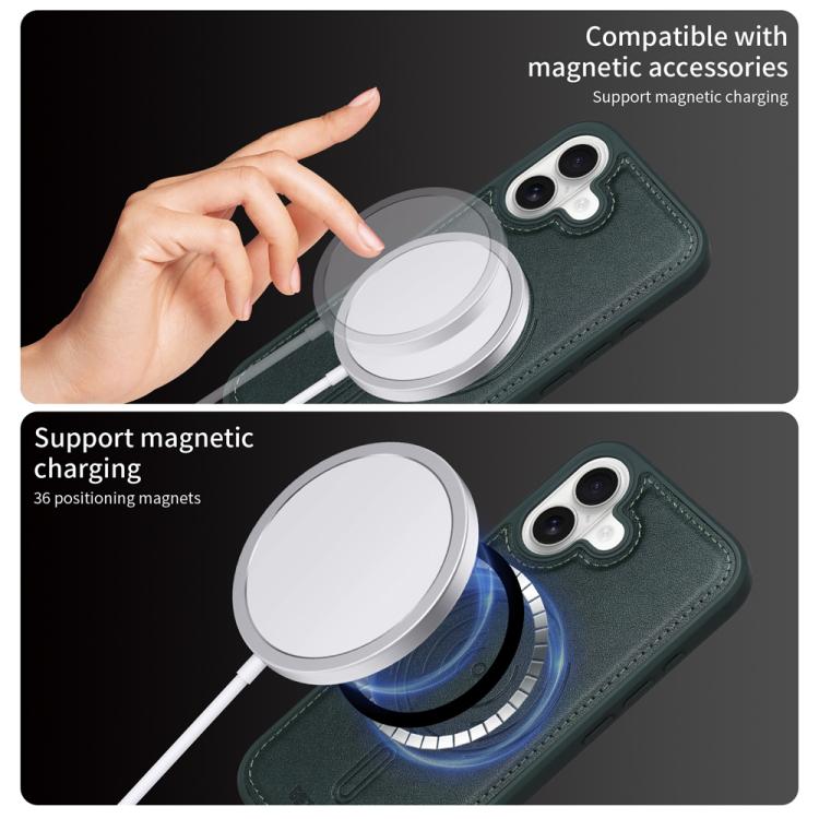 For iPhone 16 BETOPNICE Vertical Flip Detachable MagSafe Wallet Phone Case(Green)