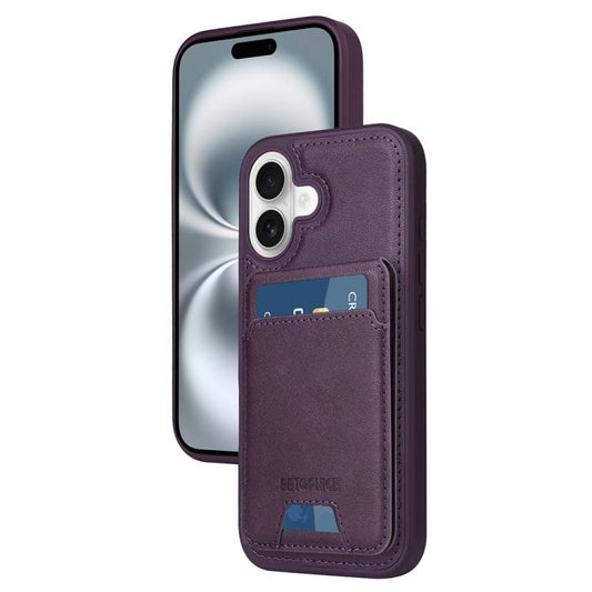 Pour iPhone 16 Étui portefeuille MagSafe détachable à rabat vertical BETOPNICE (Violet)