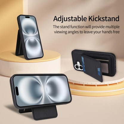 For iPhone 16 BETOPNICE Vertical Flip Detachable MagSafe Wallet Phone Case(Black)