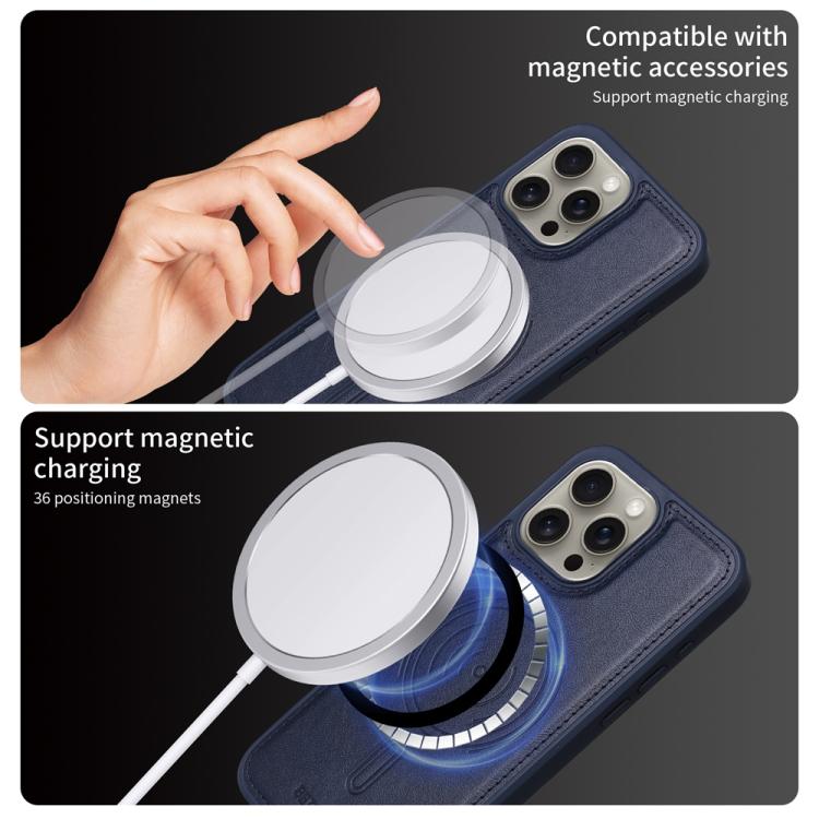 Pour iPhone 15 Pro Max BETOPNICE Étui portefeuille MagSafe détachable à rabat vertical (Bleu)
