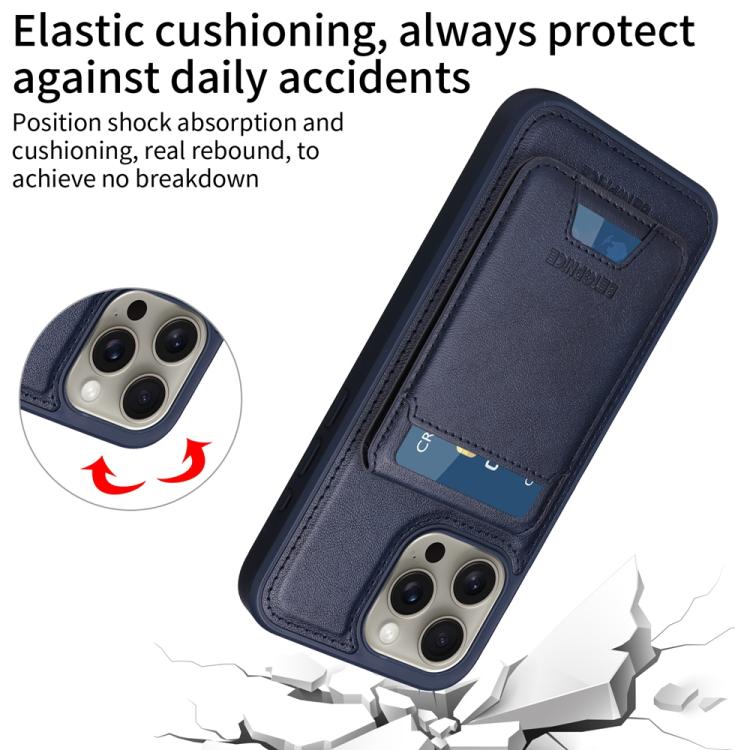 Pour iPhone 15 Pro Max BETOPNICE Étui portefeuille MagSafe détachable à rabat vertical (Bleu)