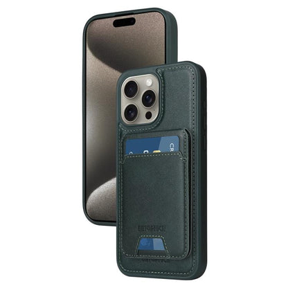 For iPhone 15 Pro Max BETOPNICE Vertical Flip Detachable MagSafe Wallet Phone Case(Green)