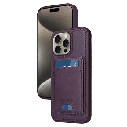 For iPhone 15 Pro Max BETOPNICE Vertical Flip Detachable MagSafe Wallet Phone Case(Purple)