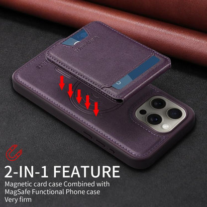 For iPhone 15 Pro Max BETOPNICE Vertical Flip Detachable MagSafe Wallet Phone Case(Purple)