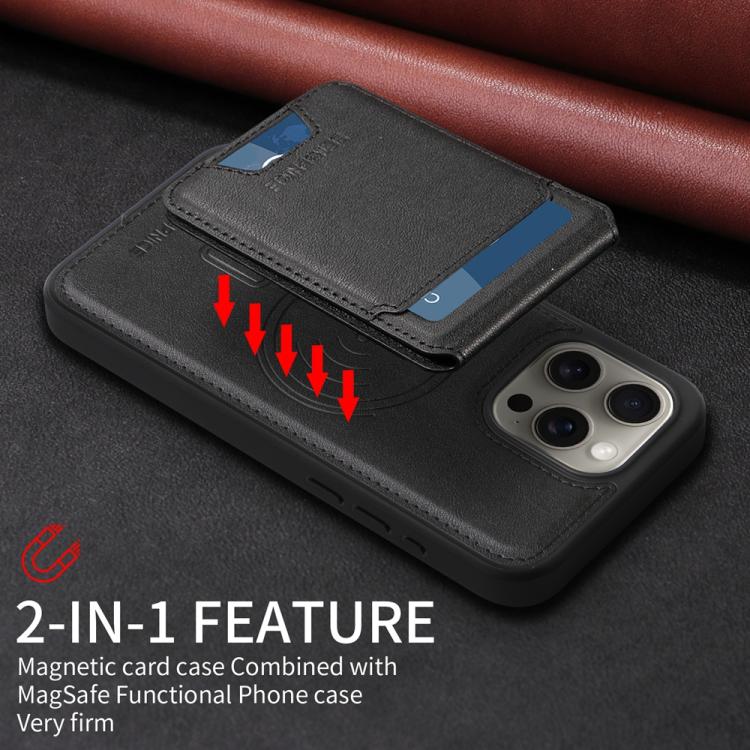 For iPhone 15 Pro Max BETOPNICE Vertical Flip Detachable MagSafe Wallet Phone Case(Black)