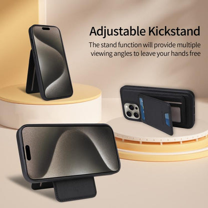 For iPhone 15 Pro Max BETOPNICE Vertical Flip Detachable MagSafe Wallet Phone Case(Black)