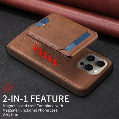 Pour iPhone 15 Pro Max BETOPNICE Étui portefeuille MagSafe détachable à rabat vertical (Marron)