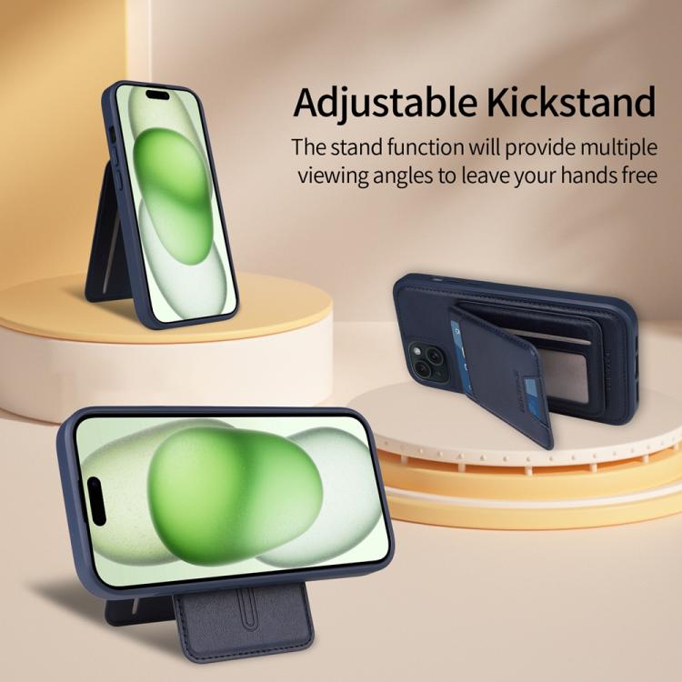 For iPhone 15 Plus BETOPNICE Vertical Flip Detachable MagSafe Wallet Phone Case(Blue)