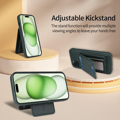 For iPhone 15 Plus BETOPNICE Vertical Flip Detachable MagSafe Wallet Phone Case(Green)