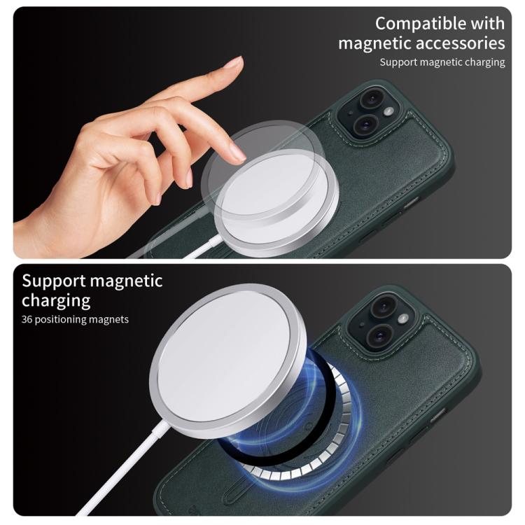 For iPhone 15 Plus BETOPNICE Vertical Flip Detachable MagSafe Wallet Phone Case(Green)