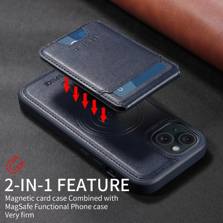 For iPhone 15 BETOPNICE Vertical Flip Detachable MagSafe Wallet Phone Case(Blue)