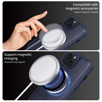 For iPhone 15 BETOPNICE Vertical Flip Detachable MagSafe Wallet Phone Case(Blue)