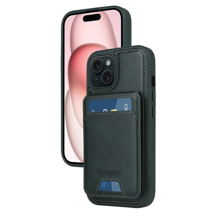 For iPhone 15 BETOPNICE Vertical Flip Detachable MagSafe Wallet Phone Case(Green)