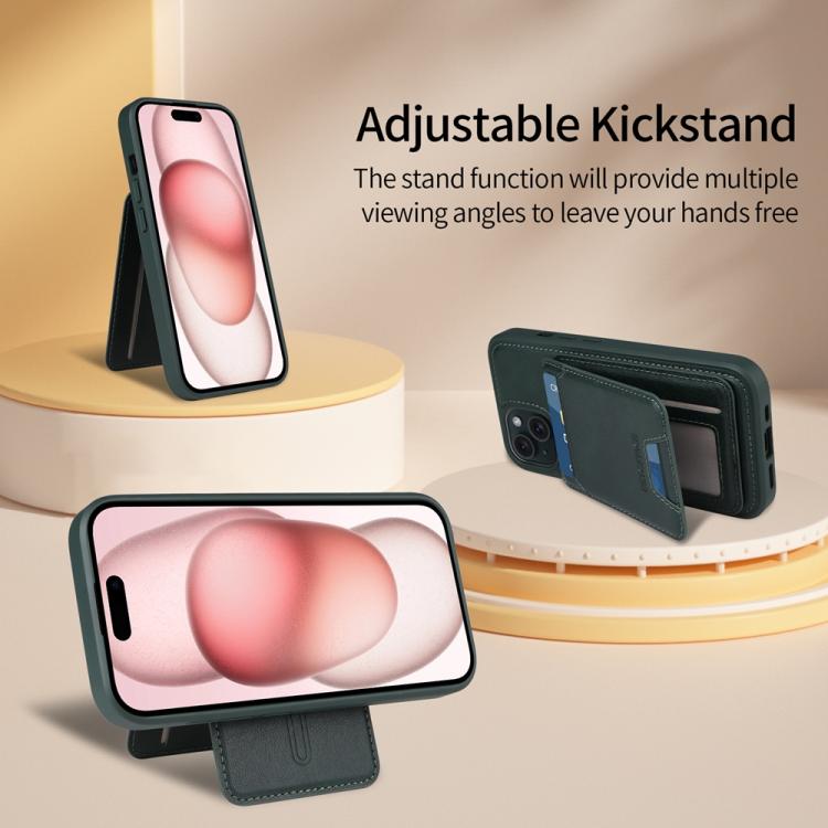 For iPhone 15 BETOPNICE Vertical Flip Detachable MagSafe Wallet Phone Case(Green)