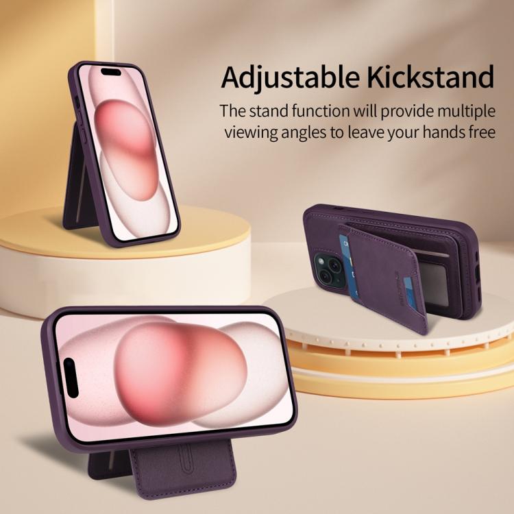For iPhone 15 BETOPNICE Vertical Flip Detachable MagSafe Wallet Phone Case(Purple)
