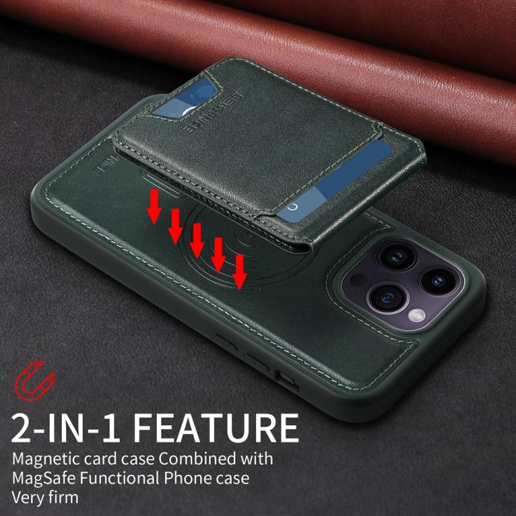 For iPhone 14 Pro Max BETOPNICE Vertical Flip Detachable MagSafe Wallet Phone Case(Green)