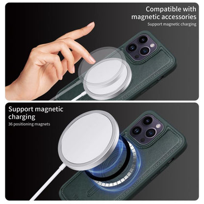 For iPhone 14 Pro Max BETOPNICE Vertical Flip Detachable MagSafe Wallet Phone Case(Green)