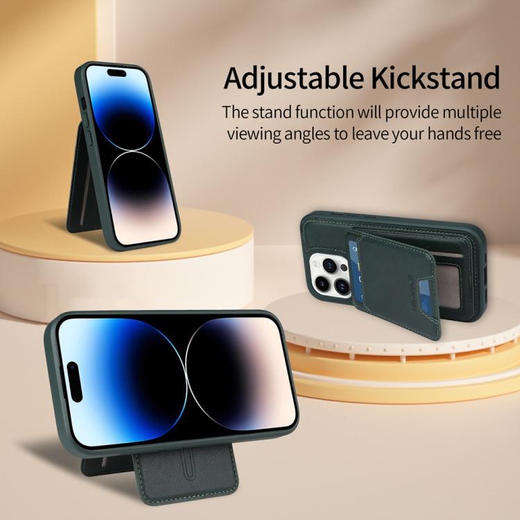 For iPhone 14 Pro BETOPNICE Vertical Flip Detachable MagSafe Wallet Phone Case(Green)