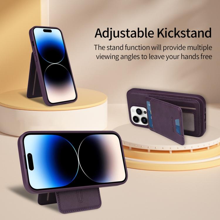 For iPhone 14 Pro BETOPNICE Vertical Flip Detachable MagSafe Wallet Phone Case(Purple)