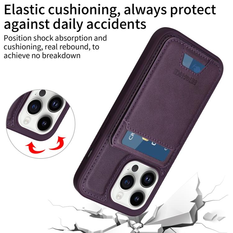 For iPhone 14 Pro BETOPNICE Vertical Flip Detachable MagSafe Wallet Phone Case(Purple)