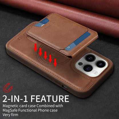 For iPhone 14 Pro BETOPNICE Vertical Flip Detachable MagSafe Wallet Phone Case(Brown)